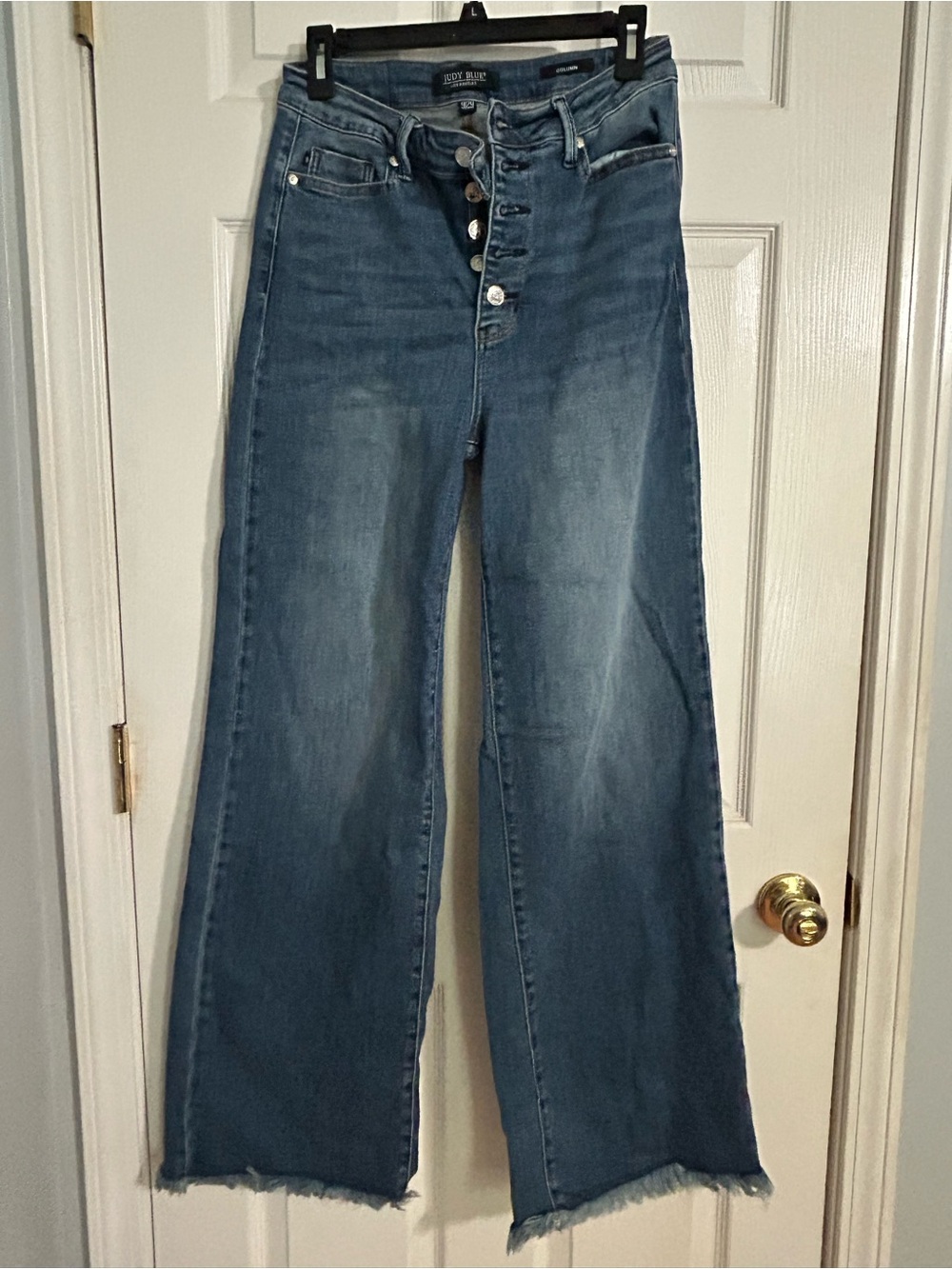 Judy Blue Medium Blue High-Rise Wide Leg Button-Fly Jeans
